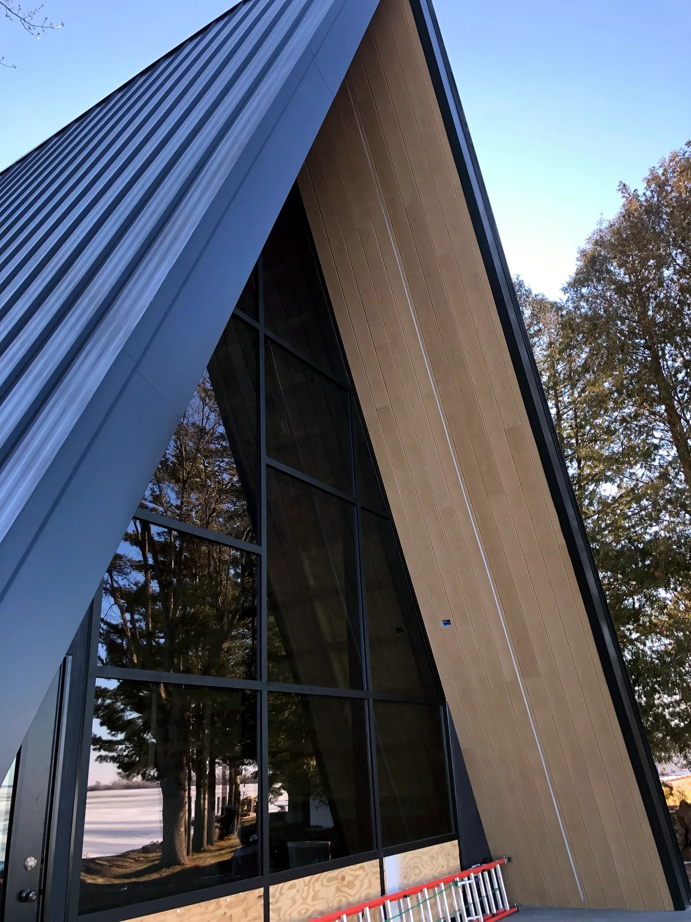 A-frame exterior detail and glazing