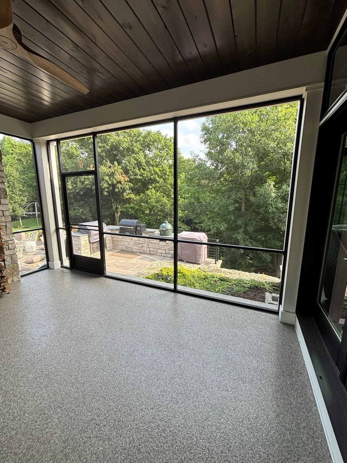 Finished screened porch interior
